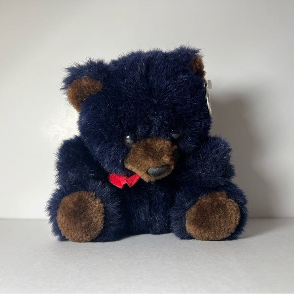 VTG 1990 Teddy Bear Red Bow From The World of Smile Plush Stuffed Animal - Picture 1 of 11